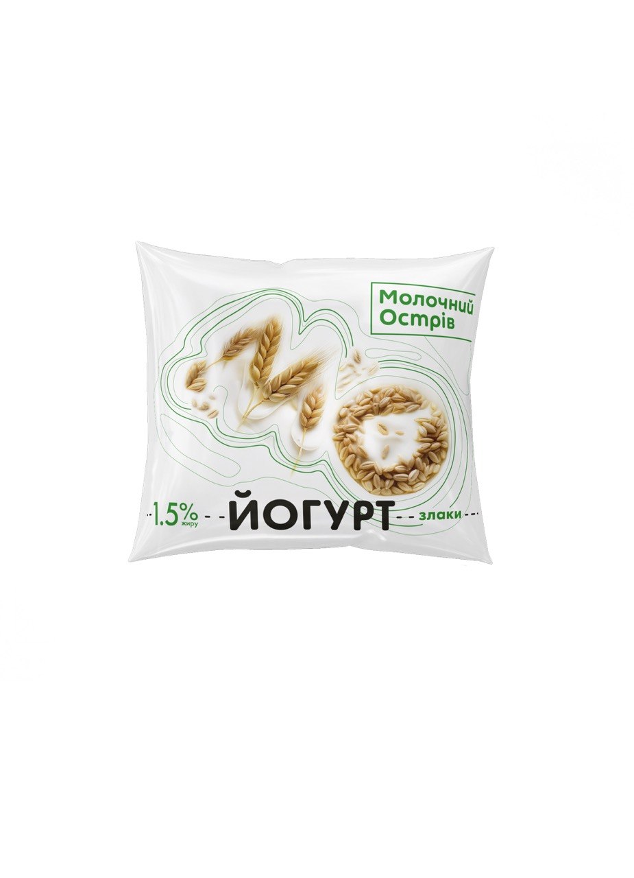 Йогурт злаки 1,5% Молочний Острів (пакет) 400 гр